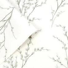 130115 Pussy Willow Sage Green Wallpaper by Laura Ashley