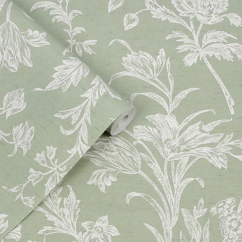 130116 Lloyd Sage Green Wallpaper by Laura Ashley