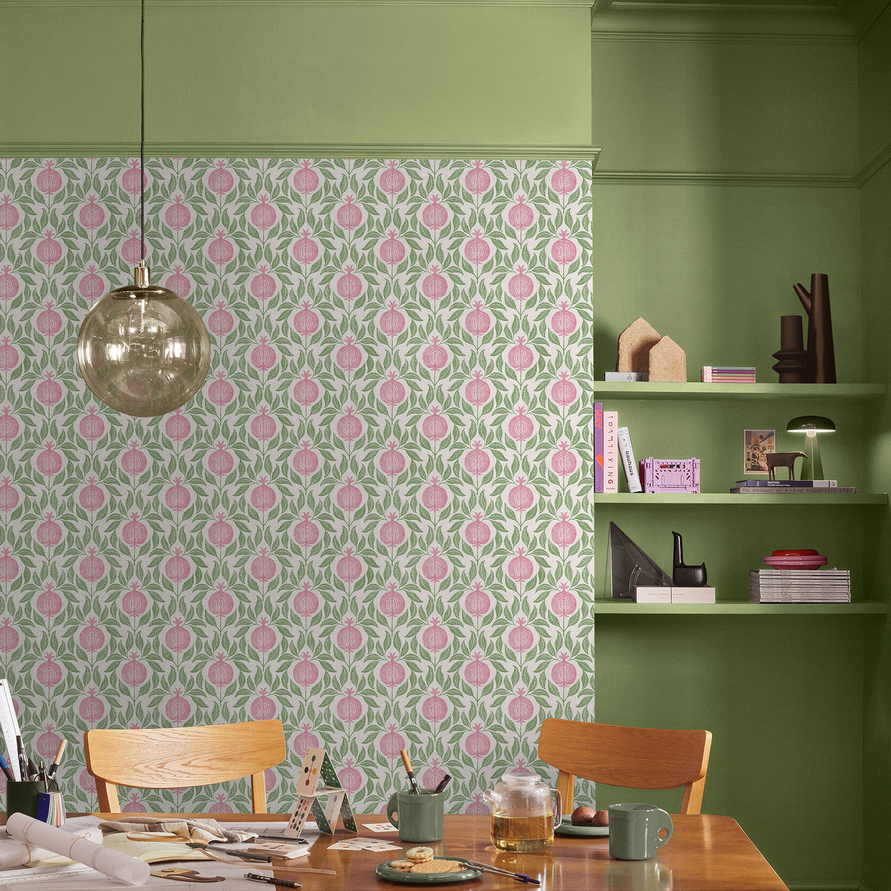 130286 Apple of Grenada Concerto Pink and Green Wallpaper By Graham & Brown