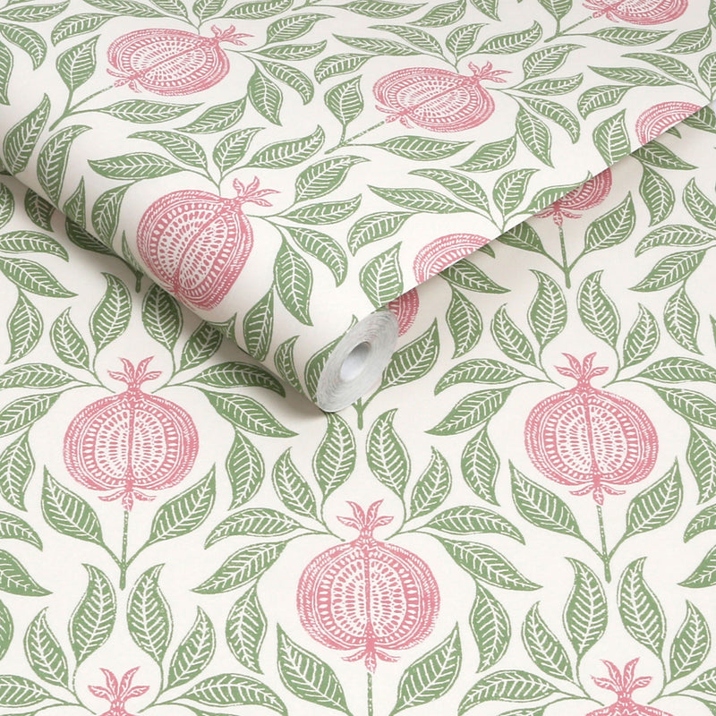 130286 Apple of Grenada Concerto Pink and Green Wallpaper By Graham & Brown
