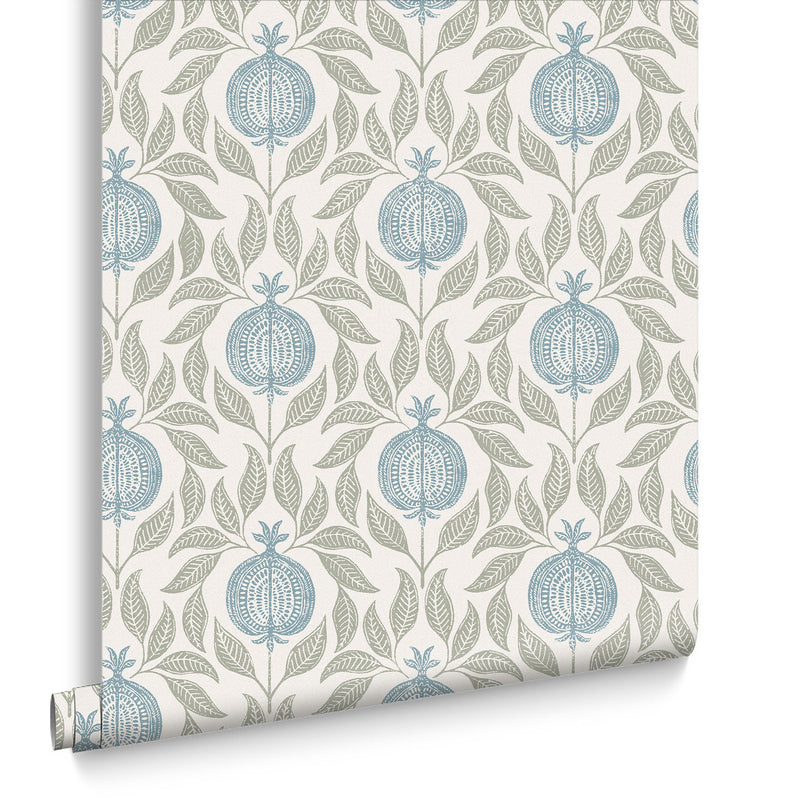 130289 Apple of Grenada Concerto Sky Blue and Green Wallpaper By Graham & Brown
