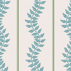 130290 Laurel Leaf Stripe Concerto Blue and Green Wallpaper By Graham & Brown