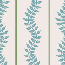 130290 Laurel Leaf Stripe Concerto Blue and Green Wallpaper By Graham & Brown