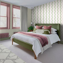 130292 Laurel Leaf Stripe Concerto Pink and Green Wallpaper By Graham & Brown