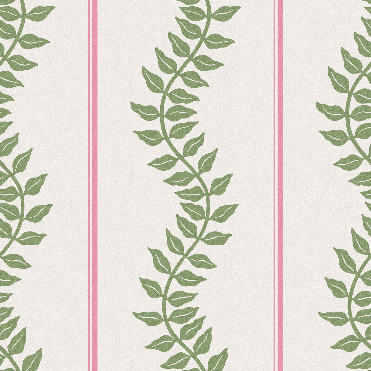 130292 Laurel Leaf Stripe Concerto Pink and Green Wallpaper By Graham & Brown