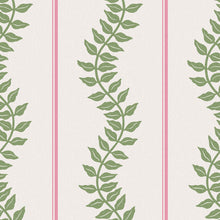 130292 Laurel Leaf Stripe Concerto Pink and Green Wallpaper By Graham & Brown