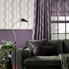 130293 Laurel Leaf Stripe Concerto Mauve and Sage Wallpaper By Graham & Brown