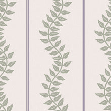 130293 Laurel Leaf Stripe Concerto Mauve and Sage Wallpaper By Graham & Brown