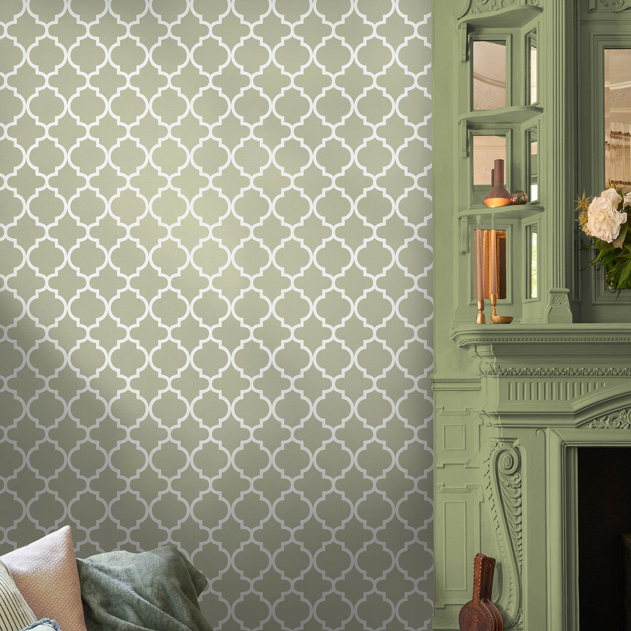 130299 Trellia Concerto Sage Wallpaper By Graham & Brown
