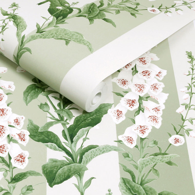 130309 Foxglove Stripe Concerto Sage Wallpaper By Graham & Brown