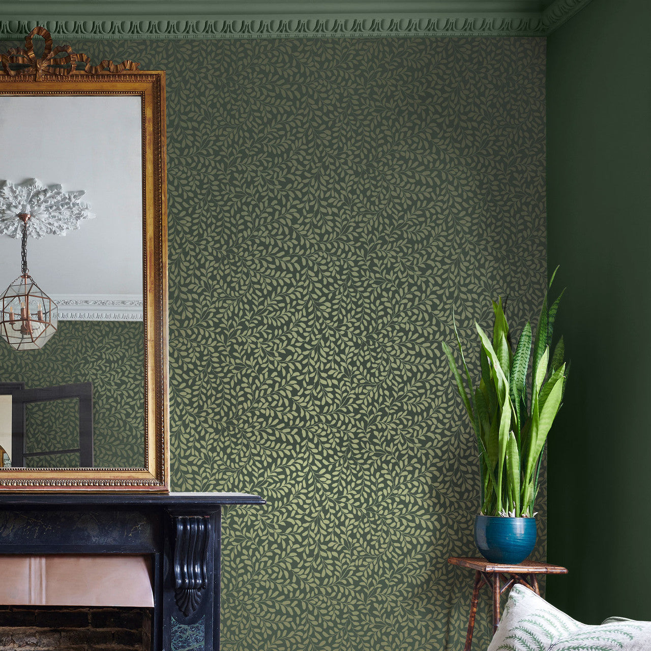 130370 Gilded Leaf Concerto Olive Wallpaper By Graham & Brown