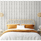 13040 Chevron Brush Marks Black and White Wallpaper by Holden