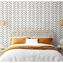 13040 Chevron Brush Marks Black and White Wallpaper by Holden