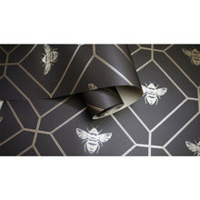 13081 Honeycomb Bee Charcoal Gold Wallpaper by Holden
