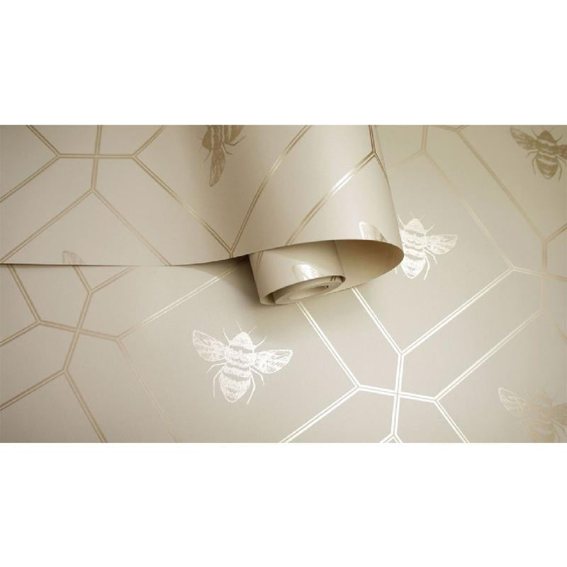 13082 Honeycomb Bee Taupe Gold Wallpaper by Holden