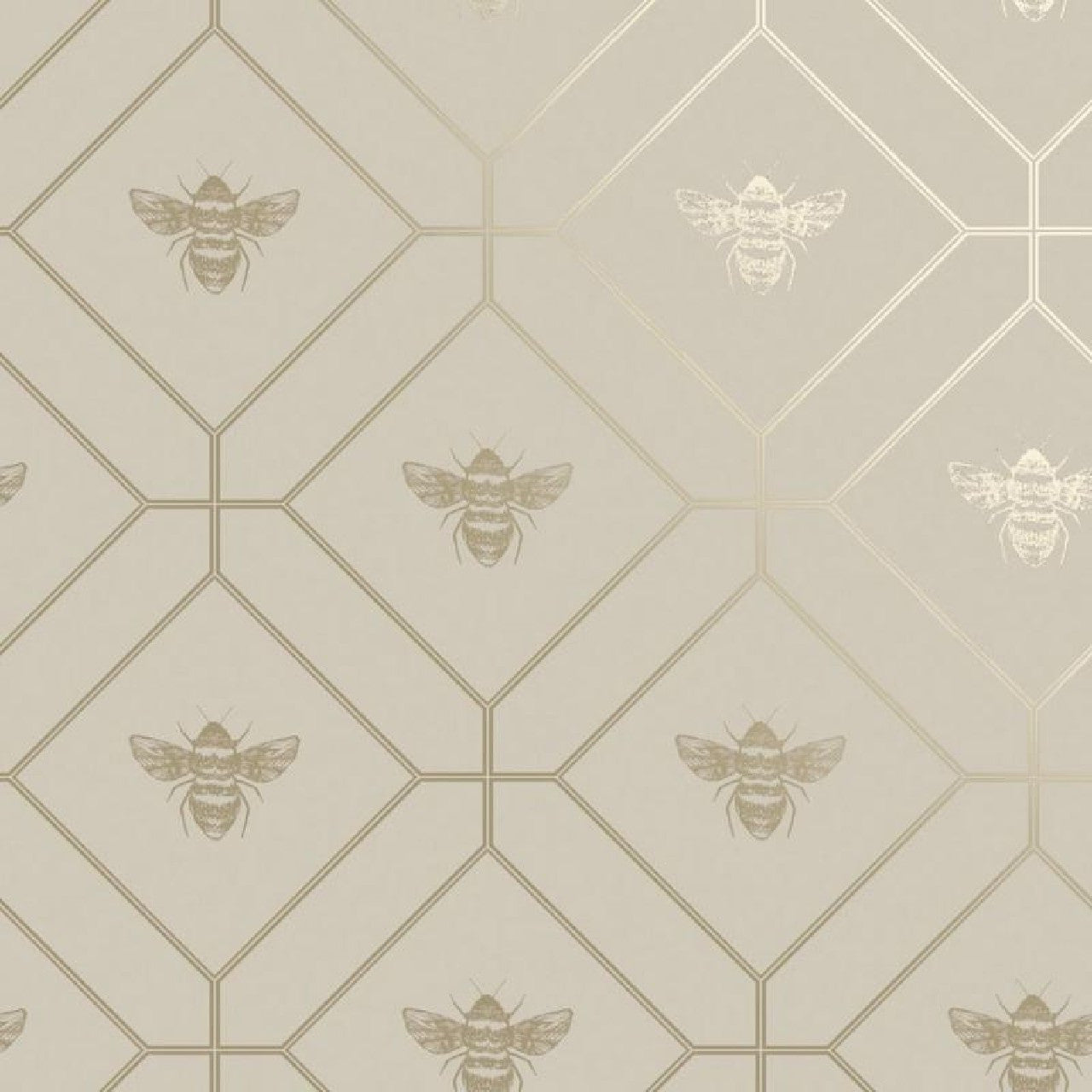 13082 Honeycomb Bee Taupe Gold Wallpaper by Holden