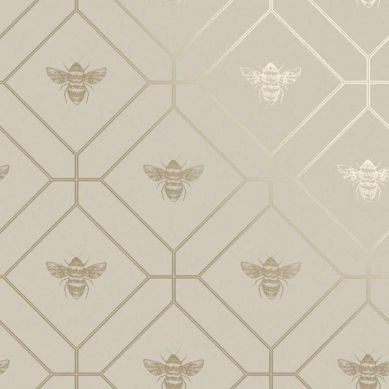 13082 Honeycomb Bee Taupe Gold Wallpaper by Holden