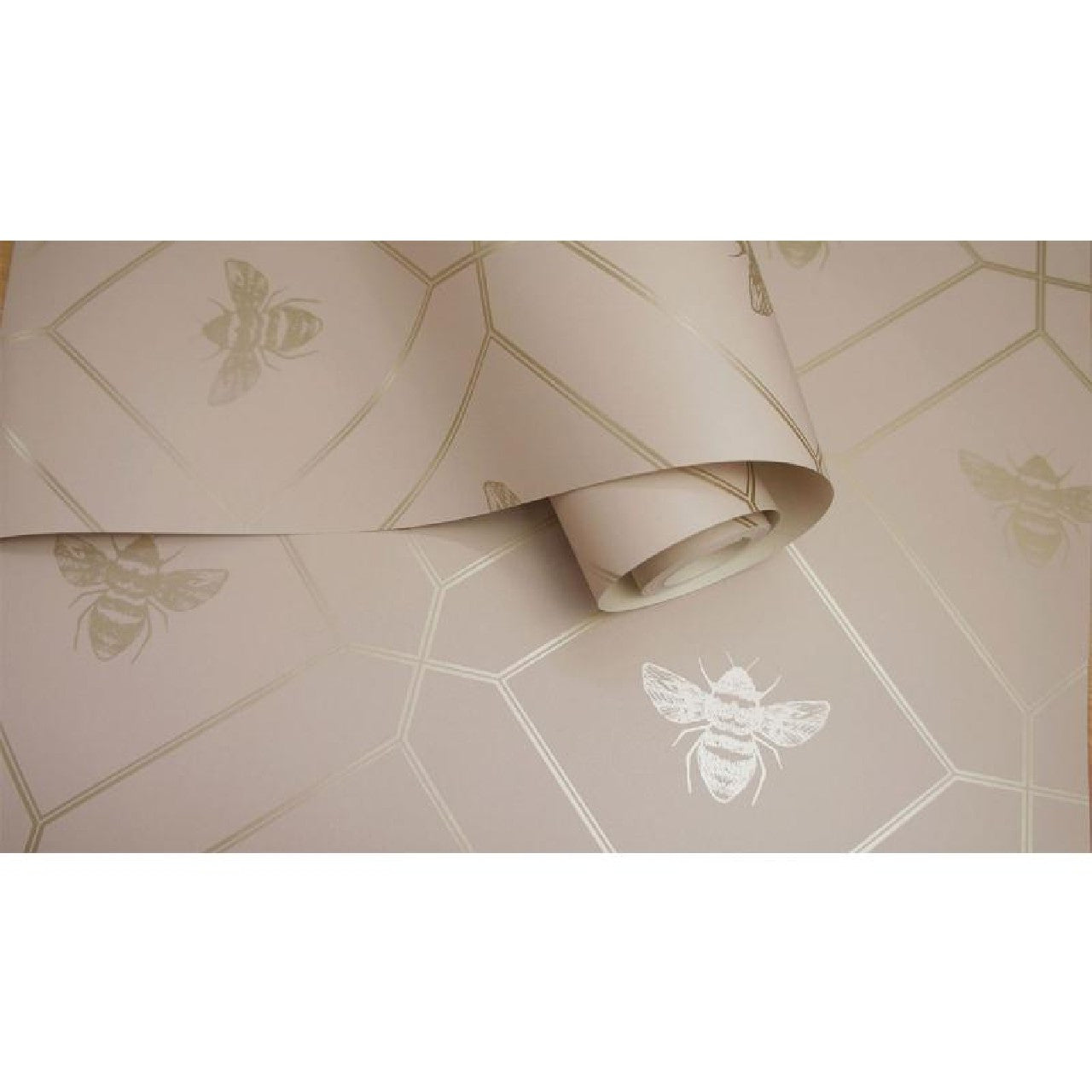 13083 Honeycomb Bee Pink Gold Wallpaper by Holden