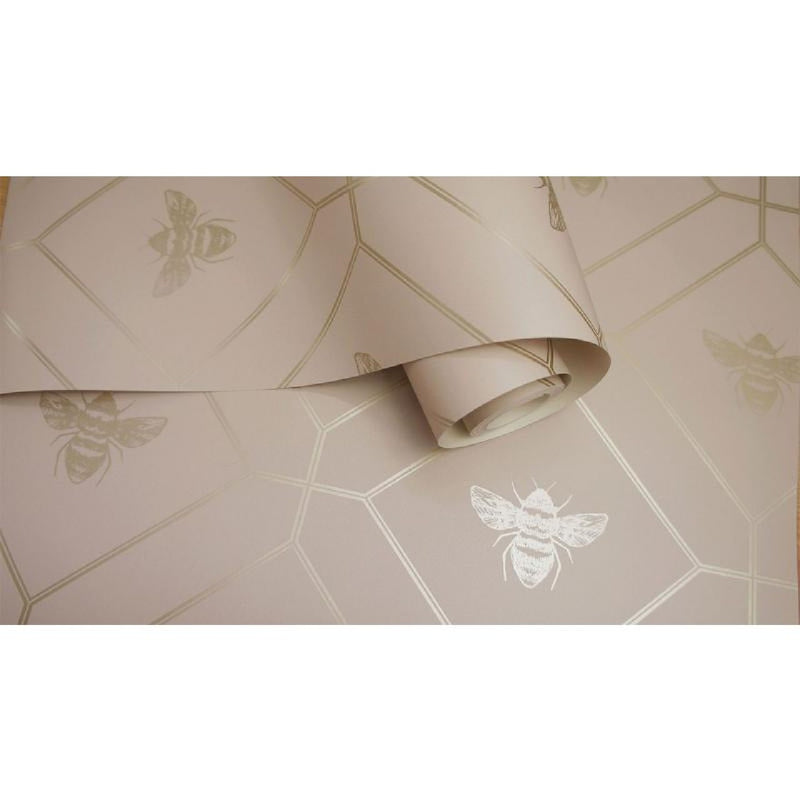 13083 Honeycomb Bee Pink Gold Wallpaper by Holden