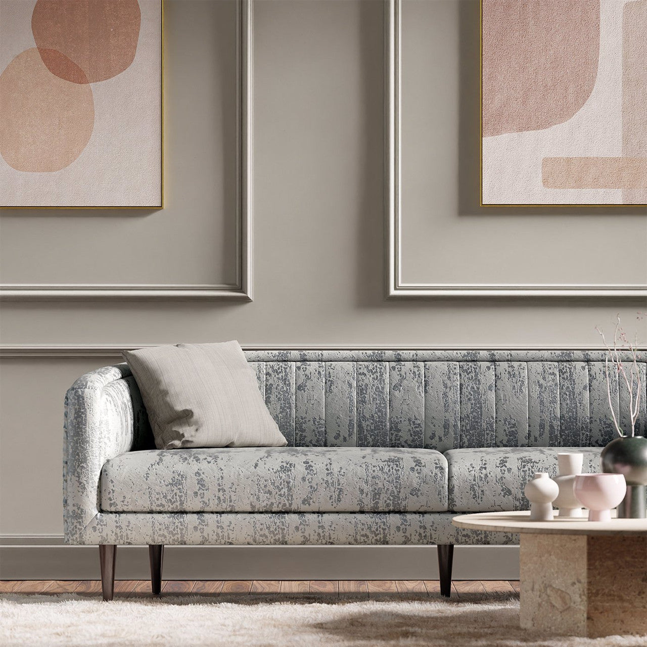 130985 Eglomise Colour 2 Platinum Harlequin Fabric