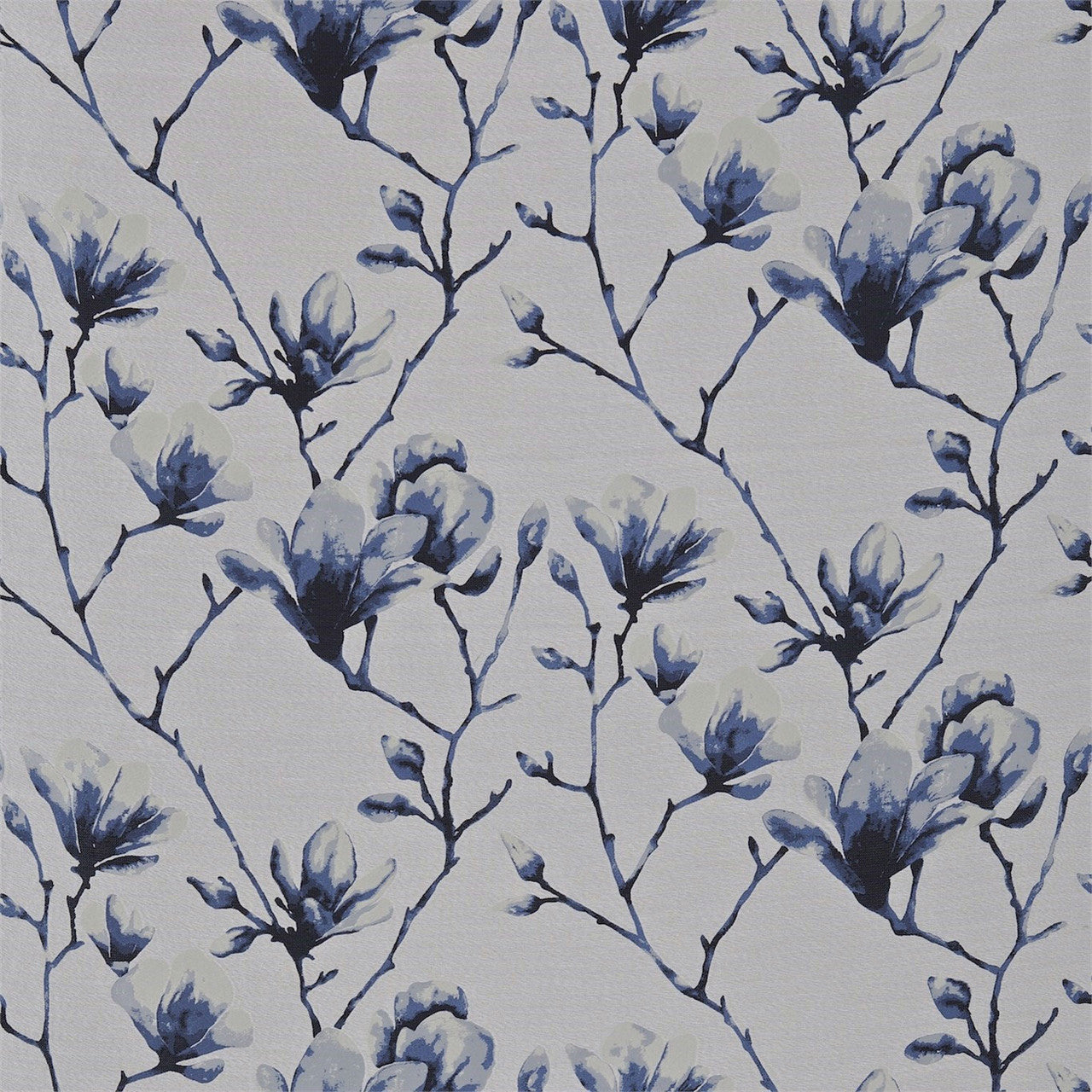 131348 Lotus Momentum 6 Indigo / Silver Fabric by Harlequin