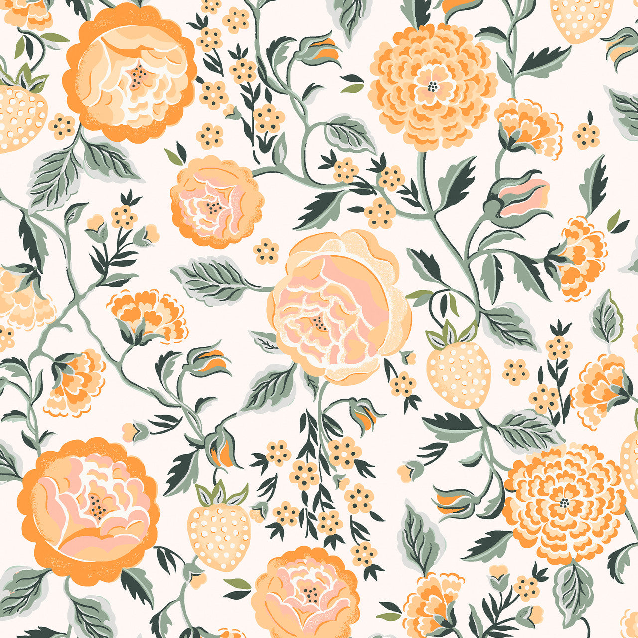 131421 Strawberry Garden Yellow Wallpaper by Cath Kidston