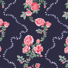 131423 Rose Flutter Navy Wallpaper by Cath Kidston