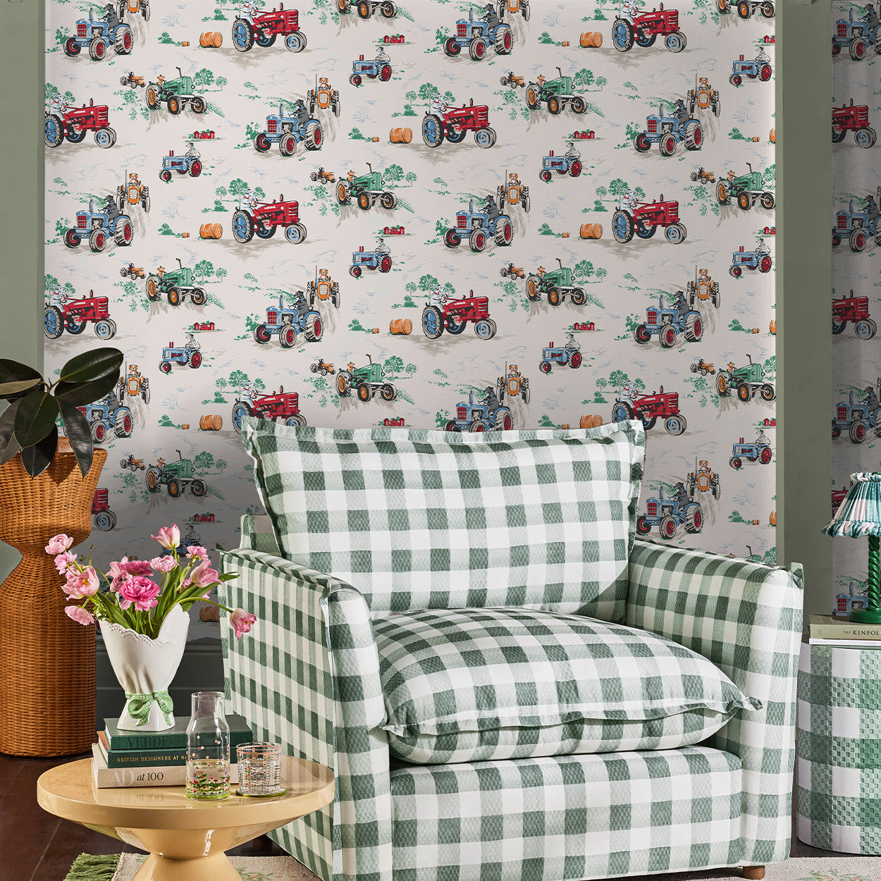 131426 Tractor Multi Wallpaper by Cath Kidston
