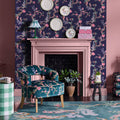 Birds & Berries Navy Wallpaper by Cath Kidston