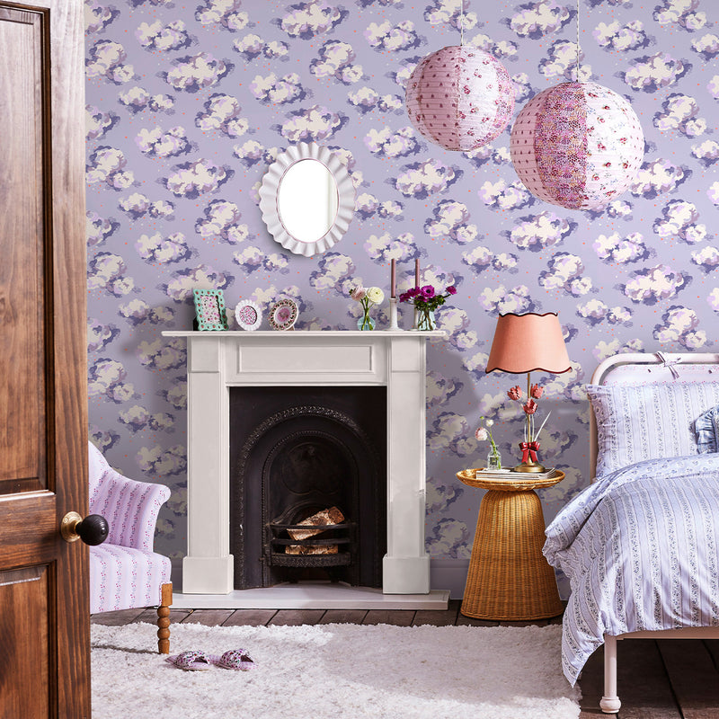 131430 Silver Linings Violet Wallpaper by Cath Kidston