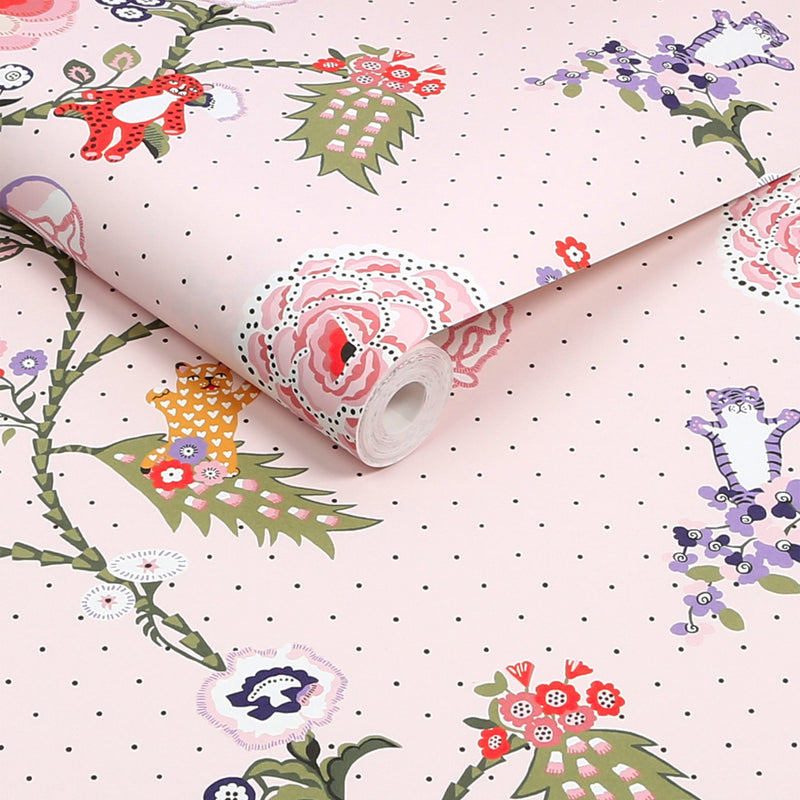 131432 Catnip Pink Wallpaper by Cath Kidston