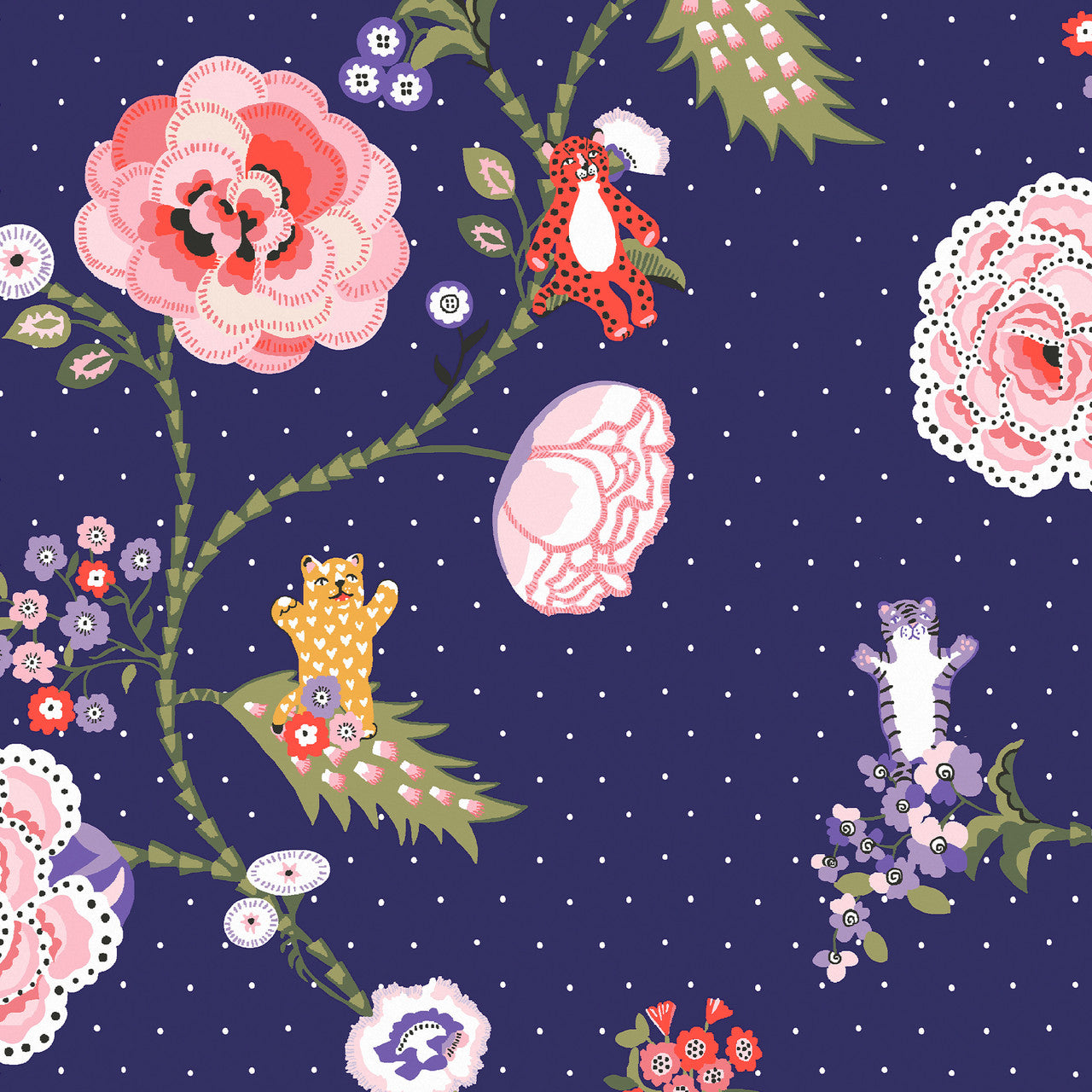 131434 Catnip Navy Wallpaper by Cath Kidston