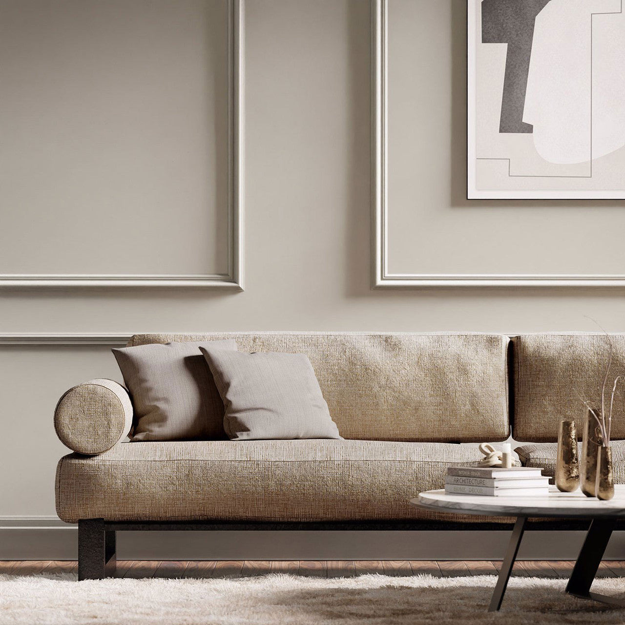 131434 Osamu Momentum 5 Oatmeal Fabric by Harlequin