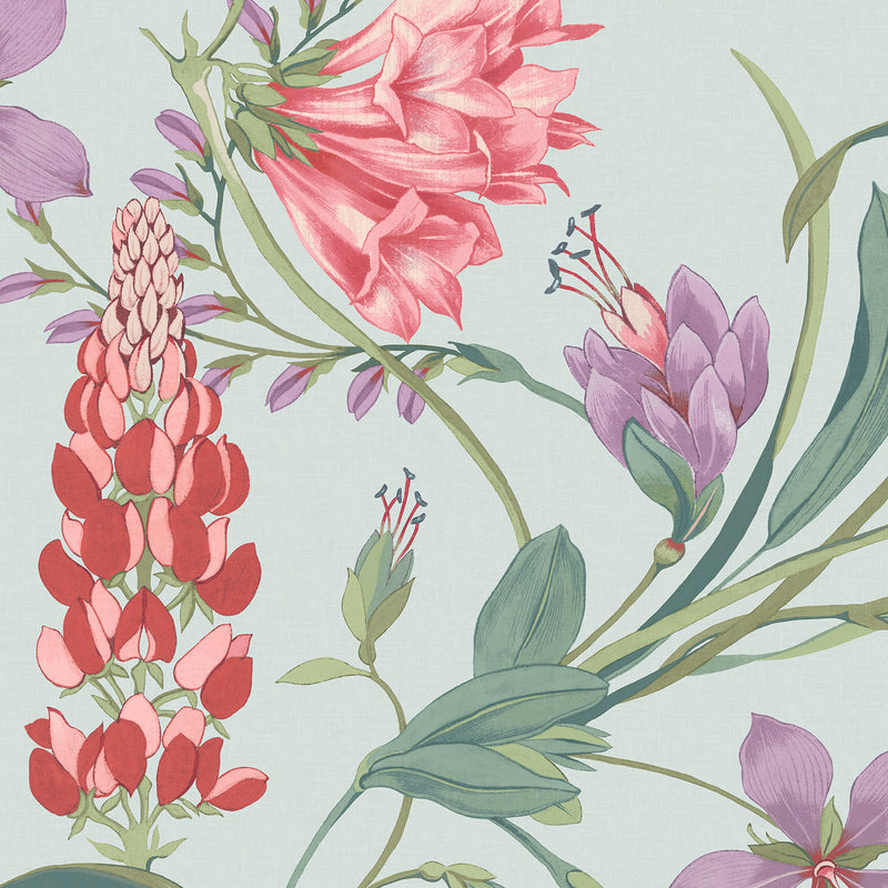 131672 Botanists Scroll Concerto Duck Egg Wallpaper By Graham & Brown