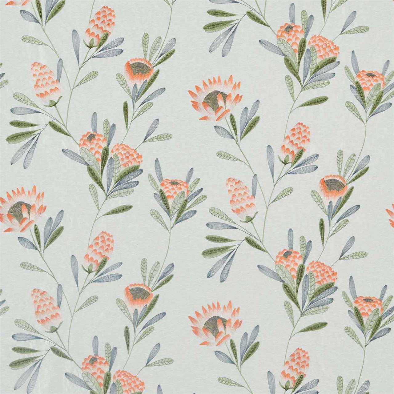 132640 Cayo Zapara Coral/Silver Fabric by Harlequin