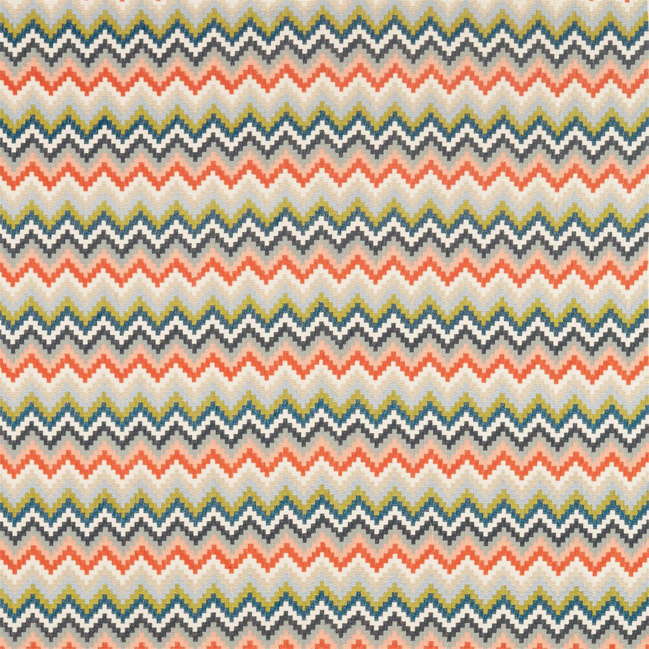 132767 Minouri Momentum 10 Teal / Mandarin / Lichen Fabric by Harlequin