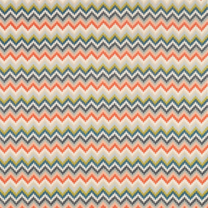 132767 Minouri Momentum 10 Teal / Mandarin / Lichen Fabric by Harlequin