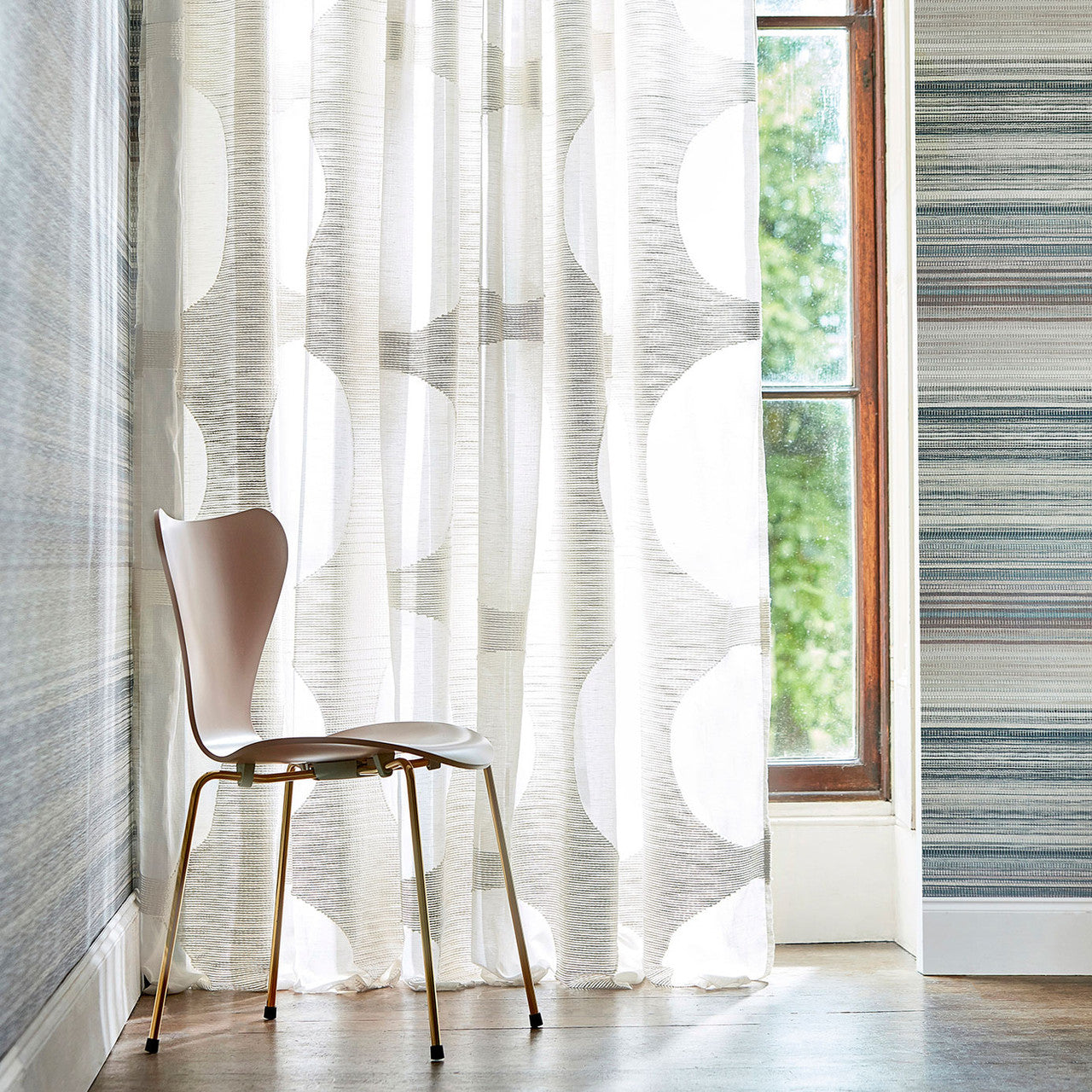 132809 Rotunda Momentum Sheers & Structures 3 Chalk / Linen Fabric by Harlequin