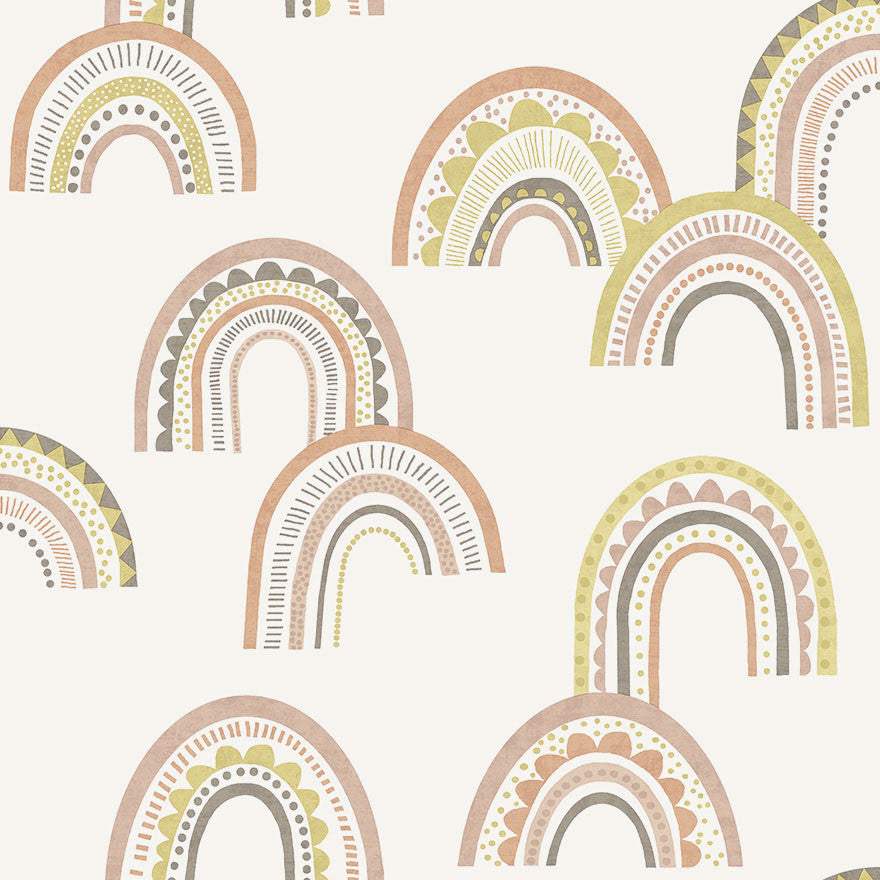 13280 Dream Catcher Boho Rainbow Blush and Orange Wallpaper by Holden Decor