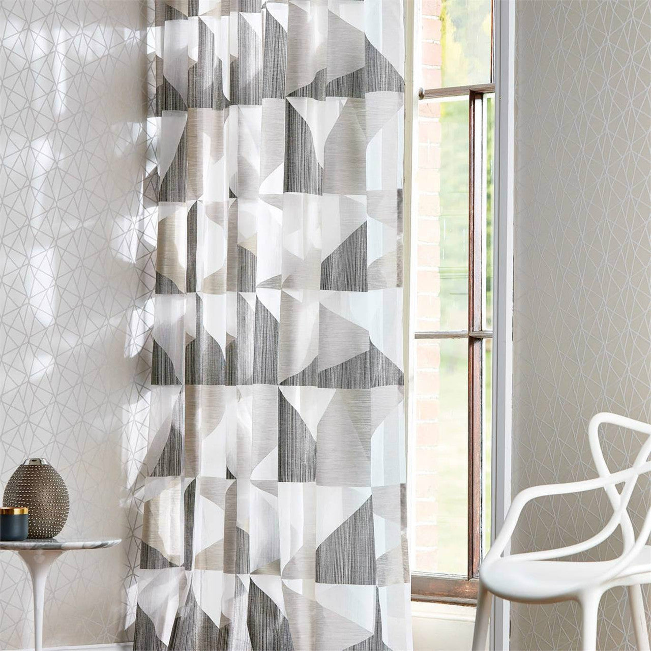 132816 Vivo Momentum Sheers & Structures 3 Mortar / Gold Fabric by Harlequin