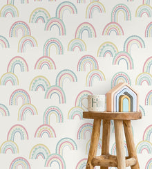 13281 Dream Catcher Boho Rainbow Pink and Duckegg Wallpaper by Holden Decor