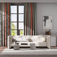 132825 Spectro Stripe Momentum 9 Teal / Sedonia / Rust Fabric by Harlequin