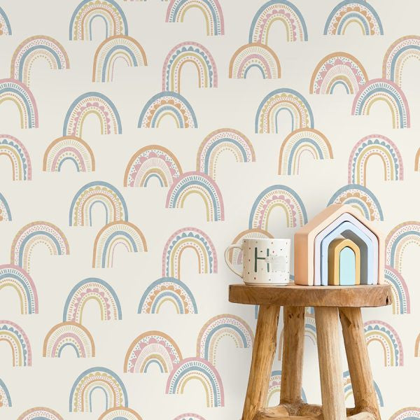 13282 Dream Catcher Boho Rainbow Orange, Pink and Blue Wallpaper by Holden Decor