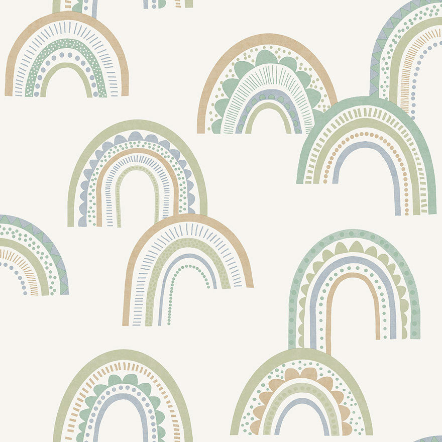 13283 Dream Catcher Boho Rainbow Green and Teal Wallpaper by Holden Decor