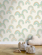 13283 Dream Catcher Boho Rainbow Green and Teal Wallpaper by Holden Decor