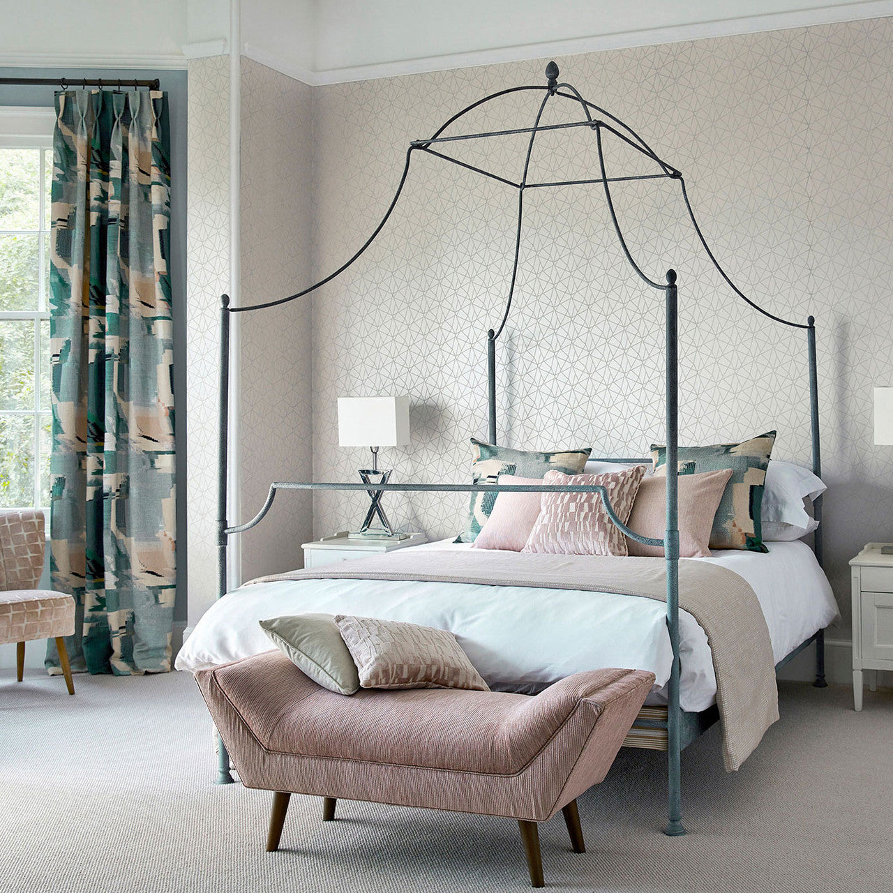 132846 Lineate Momentum 9 Blush Fabric by Harlequin