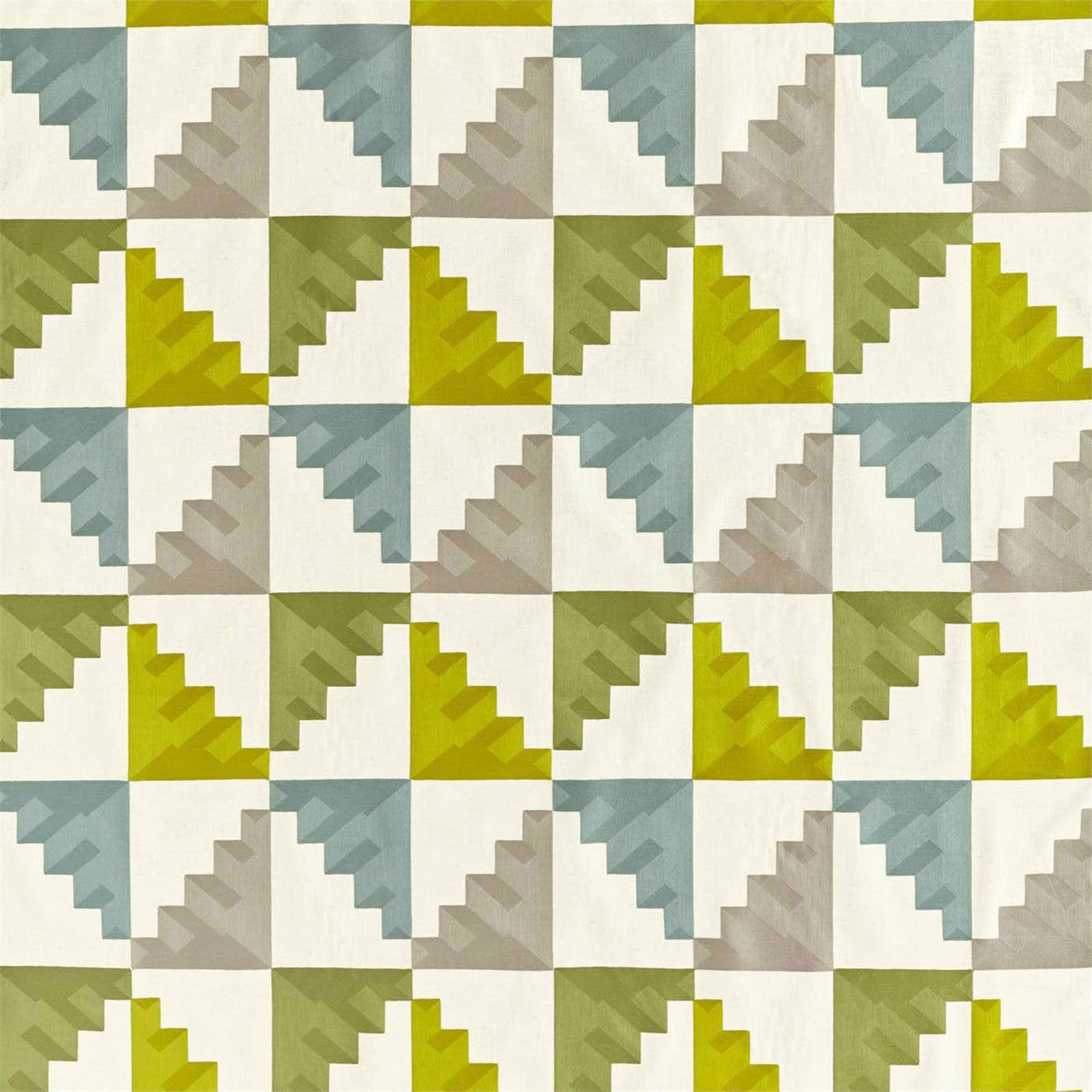 133051 Mehari Mirador Drapery Lime / Harbour / Stone Fabric by Harlequin