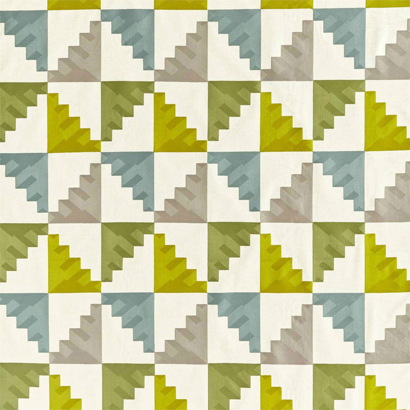 133051 Mehari Mirador Drapery Lime / Harbour / Stone Fabric by Harlequin