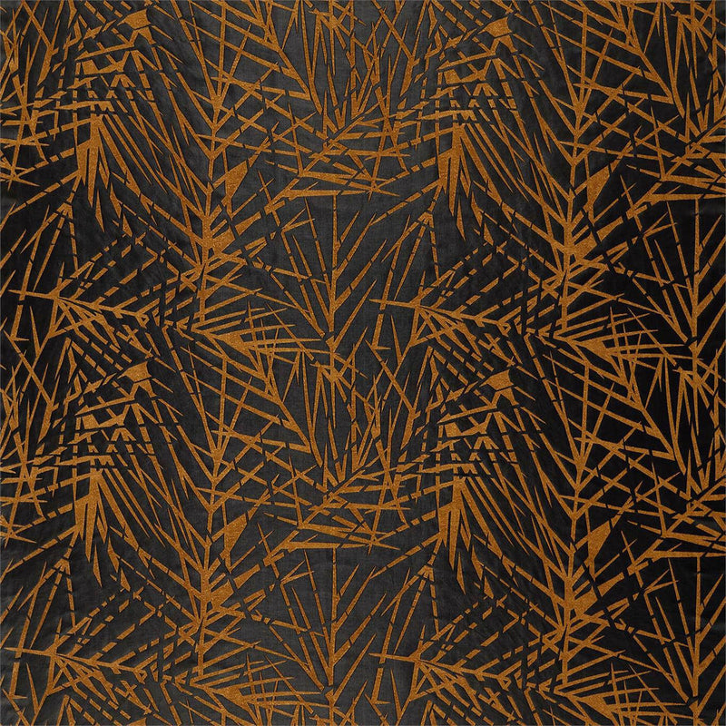 133056 Lorenza Mirador Drapery Honey / Jet Fabric by Harlequin