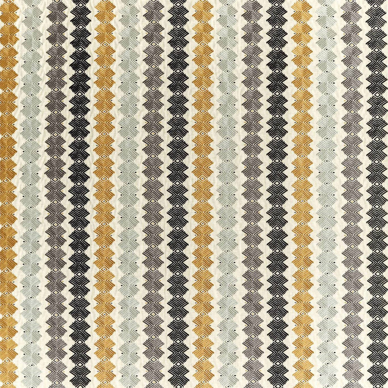133062 Kalimba Mirador Drapery Honey / Topaz / Slate Fabric by Harlequin